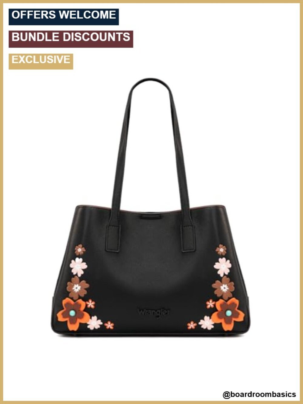 Waterproof PU Leather Tote Bag with Floral Pattern - Large Top Handle Shoulder